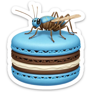 A cricket on a blue macaron sticker