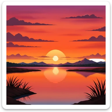 sunset in lake in Texas sticker
