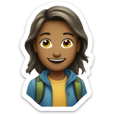 smiling girl with boys outdoors sticker