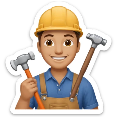 a handyman holding a hammer sticker