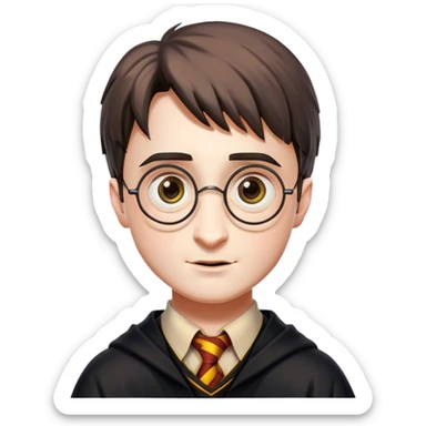 Cinematic Realistic Harry Potter Pop Culture Emoji, featuring a mystical, enchanted portrayal inspired by the iconic wizard rendered with lifelike magical details and dynamic lighting. sticker