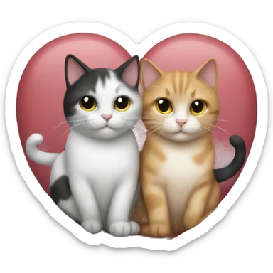 Two cats in form of a heart  sticker