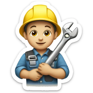 engineer baby holding wrench sticker