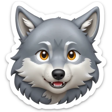 cinematic-cute-howling-wolf-portrait-emoji,-head-tilted-slightly-with-a-dramatic,-wide-open-howl,-showcasing-a-smooth-grey-and-white-fur-with-drooping-ears,-round-eyes-barely-open-in-drowsy-contentment,-simplified-yet-irresistibly-adorable zoomed out showing shoulders sticker