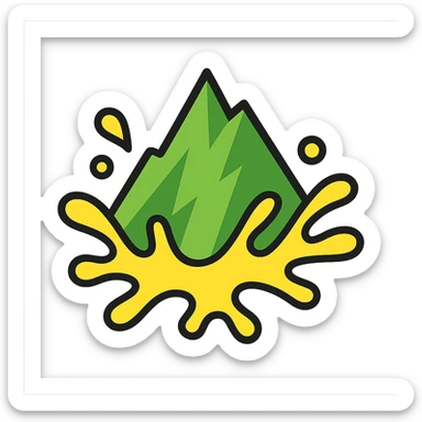 stylized icon of a Mountain Dew splash, energetic, green and yellow, minimal details, no text sticker