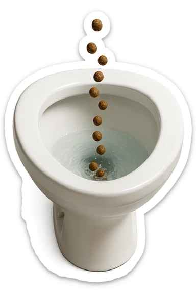 wc realistico con feci a palline che ci cadono dentro, iperrealistico 4k
 sticker