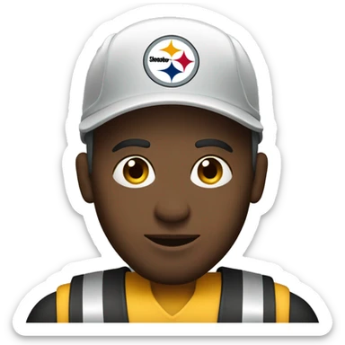 Industrial worker wearing Pittsburgh Steelers hat sticker