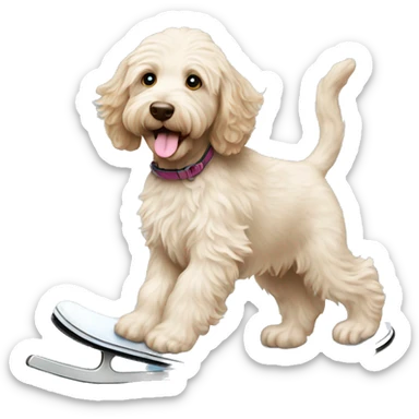 Australian labradoodle puppy ice skating sticker