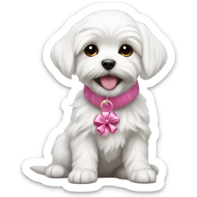 maltese puppy in pink christmas mood sticker