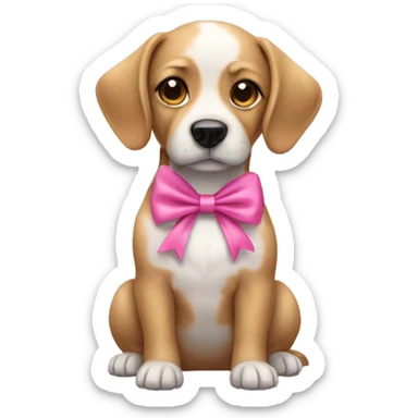 Dog with pink bows  sticker