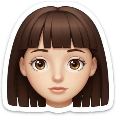 branca, olhos hazel, franjnha, pequenas sardas, cabelo castanho escuro, zoombir sticker