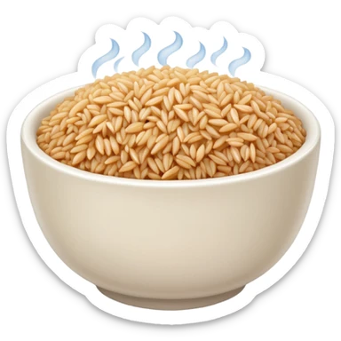 white bowl of brown rice, vibrant, simple, clear sticker