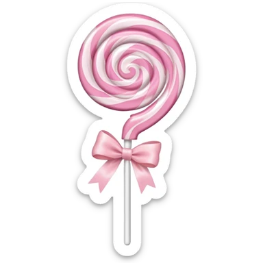 Light pink lollipop with white swirls and a light pink bow on the stick  sticker