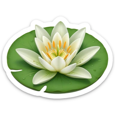 a pretty lily flower on a green circle lilypad sticker