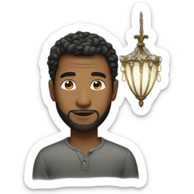 Men with a chandelier sticker