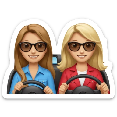 Two women driving sticker