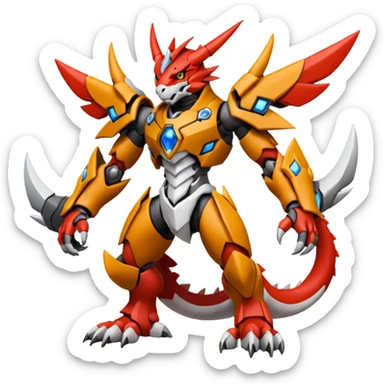 Anthro Digitigrade Cool Badass Wargreymon-Guilmon-Pokémon-Digimon-Fakémon-fusion-hybrid-creature sticker
