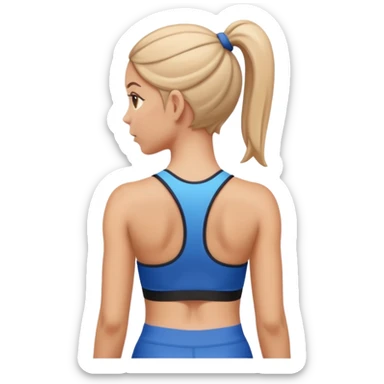 sporty woman cartoon emoji style back view sticker