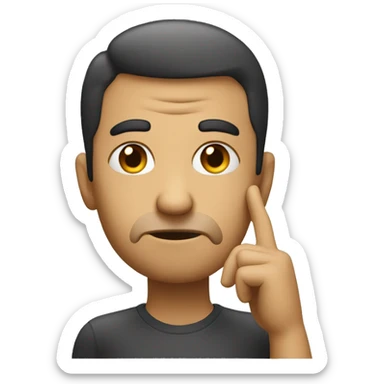 raised eyebrow emoji with hand on face pondering an idea sticker