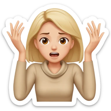 girl arms crossed holding neck screaming sticker