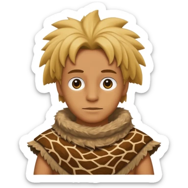 a simson wearing ancient animal skin cloth, half body, icon sticker