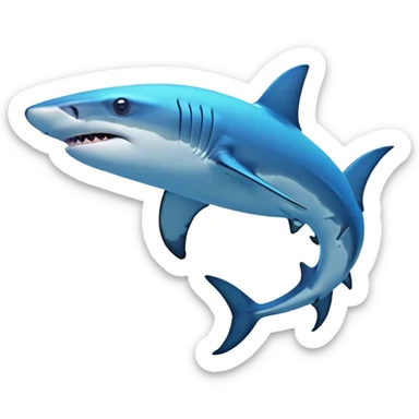 Cinematic Noble Hammerhead Shark Portrait Emoji, Poised and regal, with a broad, flattened hammer-shaped head, wide-set eyes, and a streamlined, powerful body gliding through deep blue waters, Simplified yet sharp and sophisticated features, highly detailed, glowing with a cool, oceanic luminescence, high shine, intelligent and commanding, stylized with an air of marine authority, focused and vigilant, soft glowing outline, capturing the essence of a watchful and confident predator that appears ready to glide out of the screen with effortless power! sticker