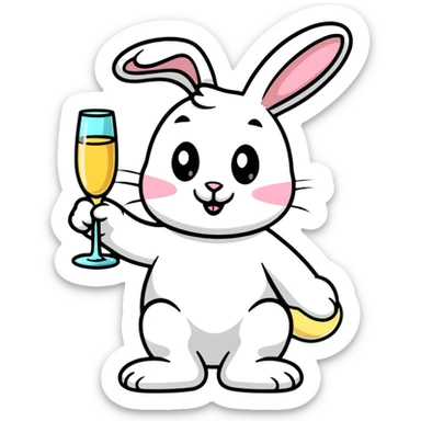 Fancy Easter bunny with champagne glass sticker