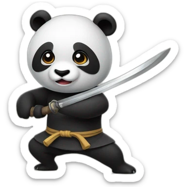Un panda habillé en ninja avec un masque et un sabre sticker