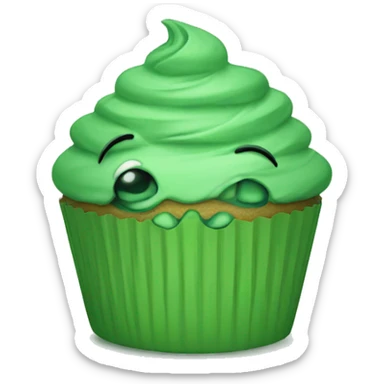 Sad green cupcake sticker