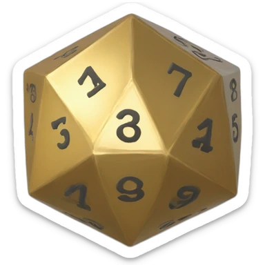 Golden Icosahedron with numbers sticker
