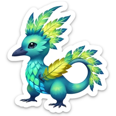 Elemental Exotic Tropical Feathery Fuzzy Sparky Fierce Viney Vinal Dusky Aurorus-Amaura-Auroras-Pokémon-Fakémon-creature sticker