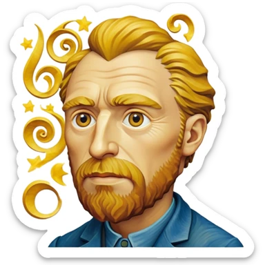 cinematic-realistic-vincent-van-gogh-pop-culture-emoji,-featuring-an-expressive-portrayal-inspired-by-the-legendary-painter-rendered-with-dynamic,-swirling-textures-and-artistic-lighting. sticker