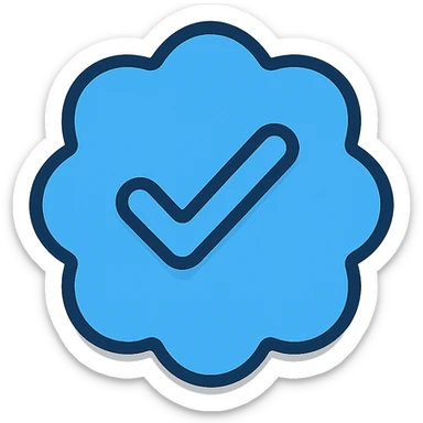 verified icon for social media, blue checkmark with a subtle shadow, modern, rounded edges sticker