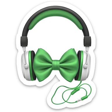 White Headphones with Green Bow sticker