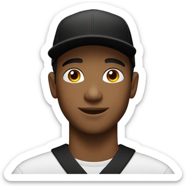  YOUNG MAN WEARING A WHIT BLACK CAP WITH 2014 sticker