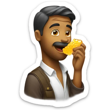A man licking honey  sticker
