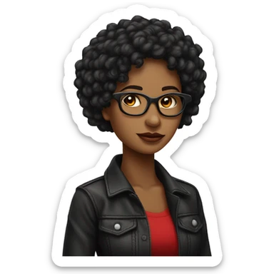 Mulher com cabelo longo e vermelho e olhos pretos, pela clara com sardas, roupa preta de rock sticker