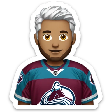 white video gamer with Colorado avalanche jersey sticker