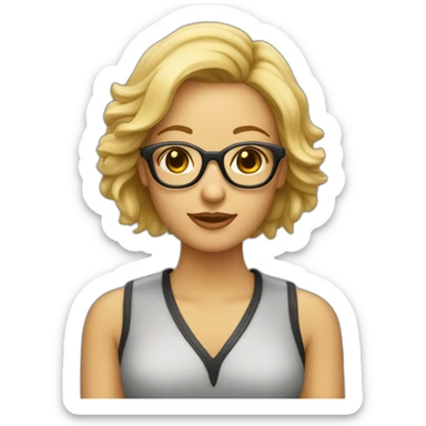Mujer pelo muy corto rubia con gafas sticker