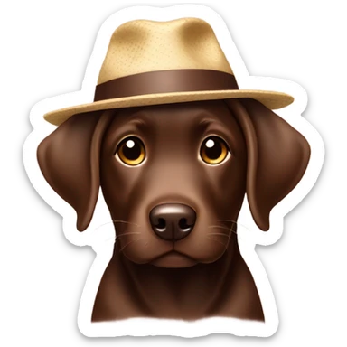 Chocolate lab puppy with hat  sticker