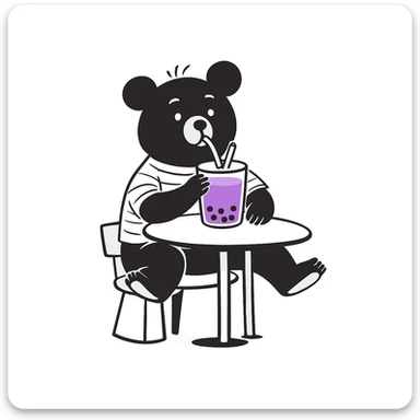 Change the boba tea to a taro flavor with purple color, keep the bear and style the same. sticker
