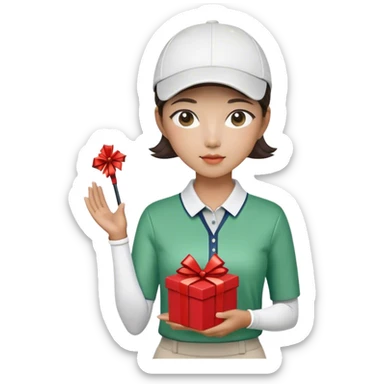 Korean Female Golf player with gift nice outfit sticker