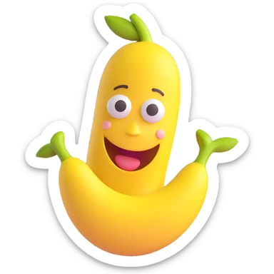 banana with a joyful face sticker