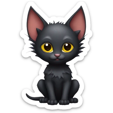 Black-Vampire-Batty-Lykoi-Cat-Fakémon-Cat With Bat-wings for ears sticker