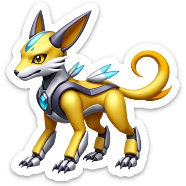 Meloetta-Renamon-Wargreymon-Protogen-Pokémon-Digimon-Fakémon-fusion-hybrid-creature sticker