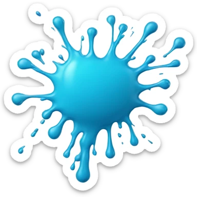 Glowing Cyan blue paint splash splatter drip sticker