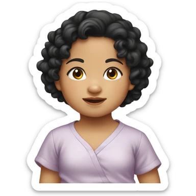 Southeast Asian female infant with black curly hairSou sticker