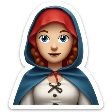 Little Red Riding Hood looks straight, blue eyes and red hair sticker