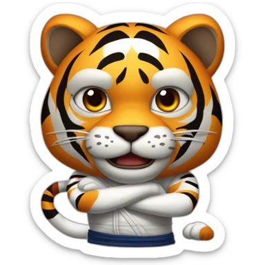 Tiger with evil face   jiu jitsu with his arms crossed sticker