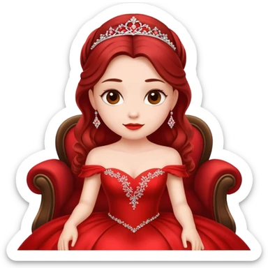 A beautiful girl wearing a red wedding dress sitting sticker